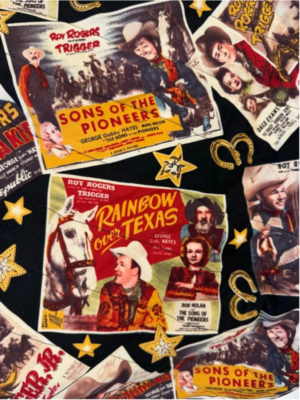 Roy Rogers Western Movie Poster Black & Yellow Queen Quilt 84x88